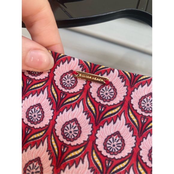 Silvian Heach Peacock Top, Pink Red Blouse, Size Small - Picture 5 of 9